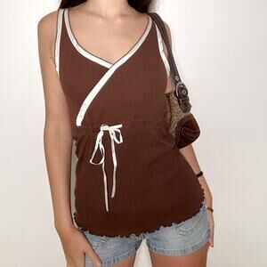 Old College Inn Brown tank top with white details